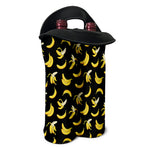 Black Cartoon Banana Pattern Print Double Neoprene Wine Tote