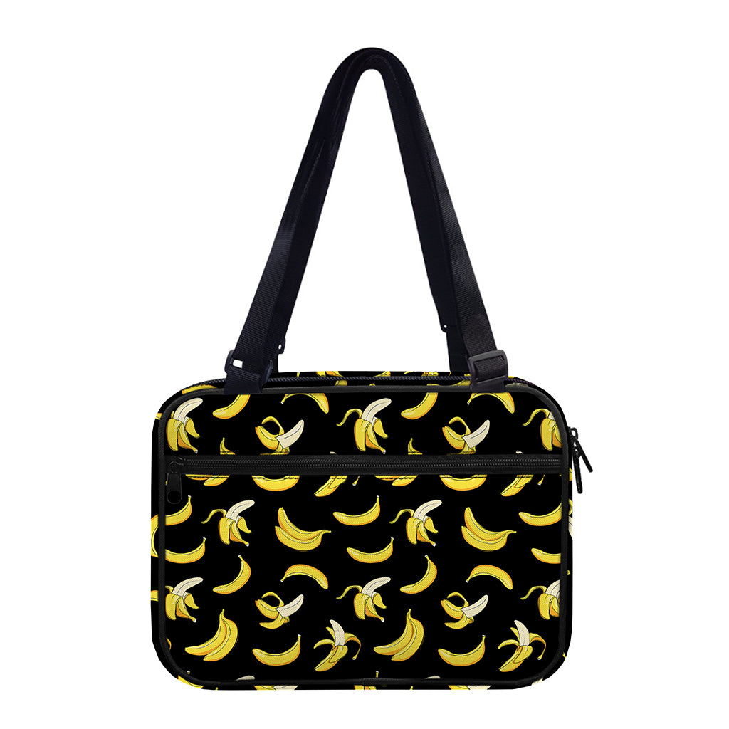 Black Cartoon Banana Pattern Print Double Strap Bible Bag