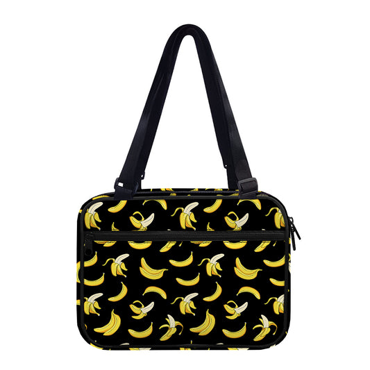 Black Cartoon Banana Pattern Print Double Strap Bible Bag