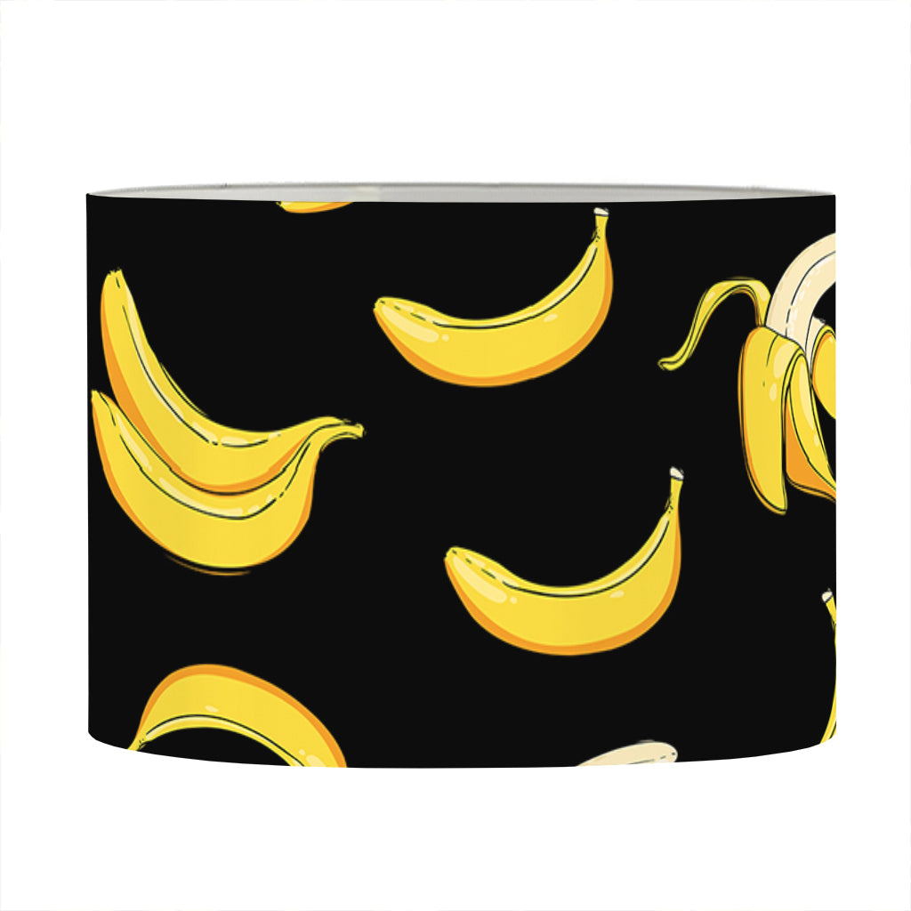 Black Cartoon Banana Pattern Print Drum Lamp Shade