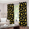 Black Cartoon Banana Pattern Print Extra Wide Grommet Curtains