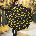 Black Cartoon Banana Pattern Print Foldable Umbrella