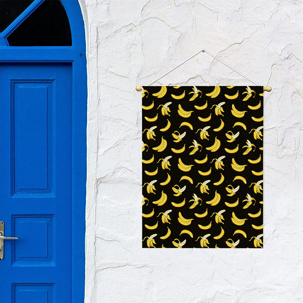 Black Cartoon Banana Pattern Print Garden Flag