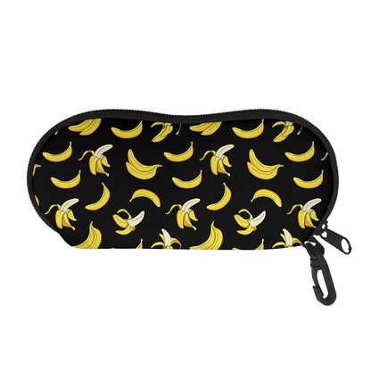 Black Cartoon Banana Pattern Print Glasses Case
