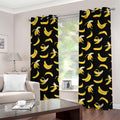 Black Cartoon Banana Pattern Print Grommet Curtains
