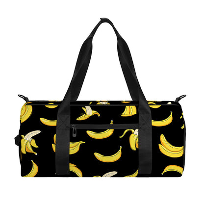 Black Cartoon Banana Pattern Print Gym Bag