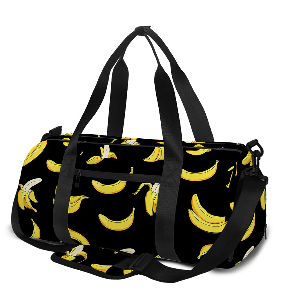 Black Cartoon Banana Pattern Print Gym Bag