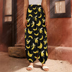 Black Cartoon Banana Pattern Print Harem Pants
