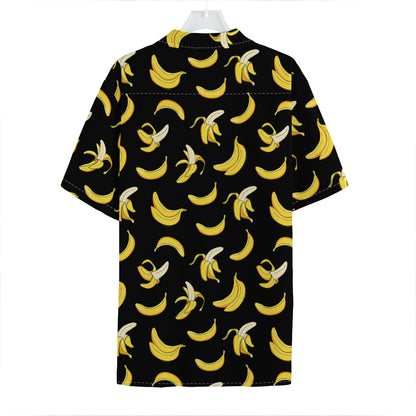 Black Cartoon Banana Pattern Print Hawaiian Shirt