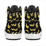Black Cartoon Banana Pattern Print High Top Leather Sneakers