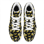 Black Cartoon Banana Pattern Print High Top Leather Sneakers