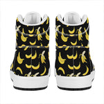 Black Cartoon Banana Pattern Print High Top Leather Sneakers
