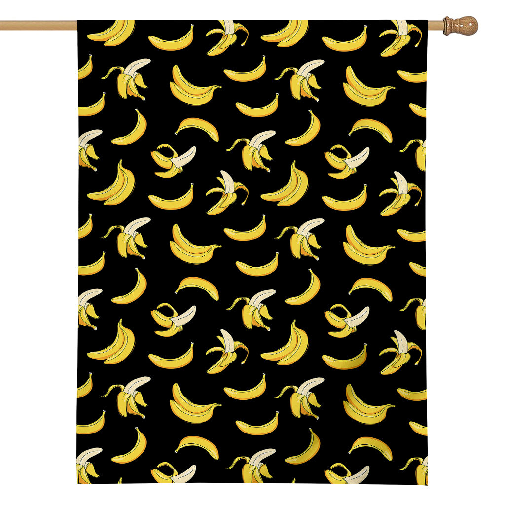 Black Cartoon Banana Pattern Print House Flag