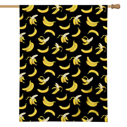 Black Cartoon Banana Pattern Print House Flag