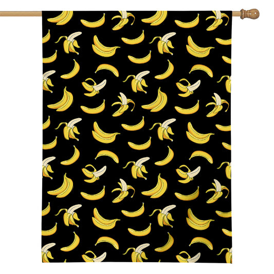 Black Cartoon Banana Pattern Print House Flag