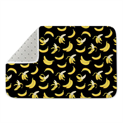 Black Cartoon Banana Pattern Print Indoor Door Mat