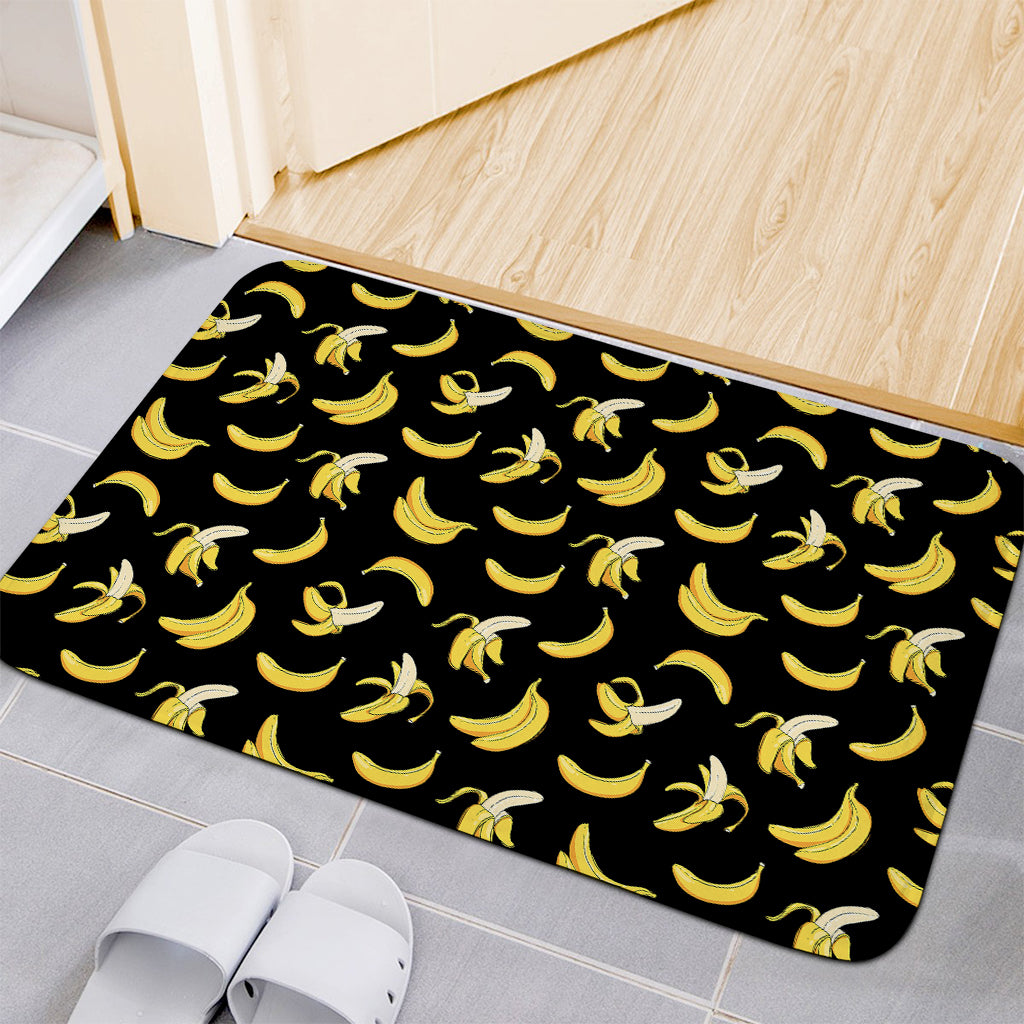 Black Cartoon Banana Pattern Print Indoor Door Mat