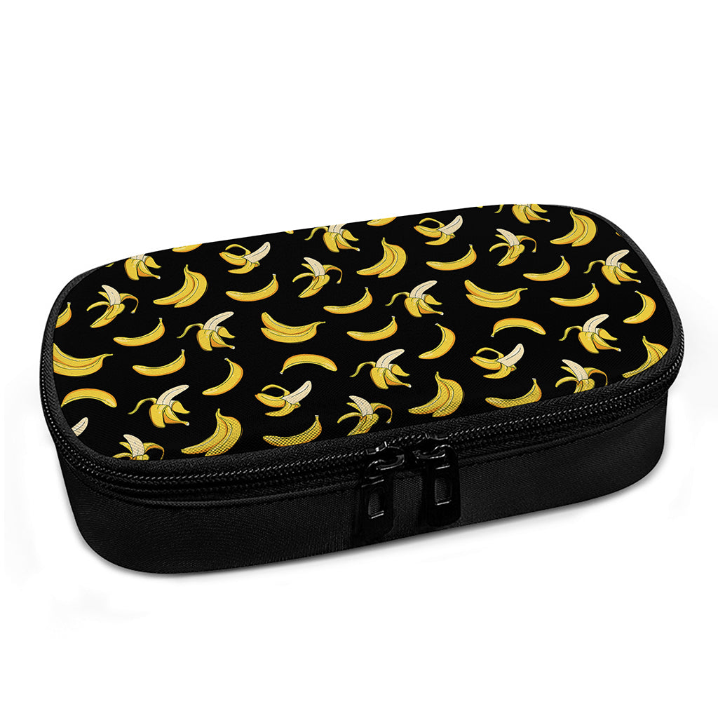 Black Cartoon Banana Pattern Print Insulin Cooler Travel Case