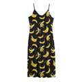 Black Cartoon Banana Pattern Print Jersey Midi Cami Dress