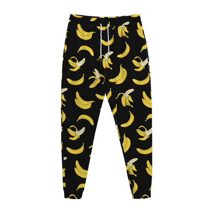 Black Cartoon Banana Pattern Print Jogger Pants