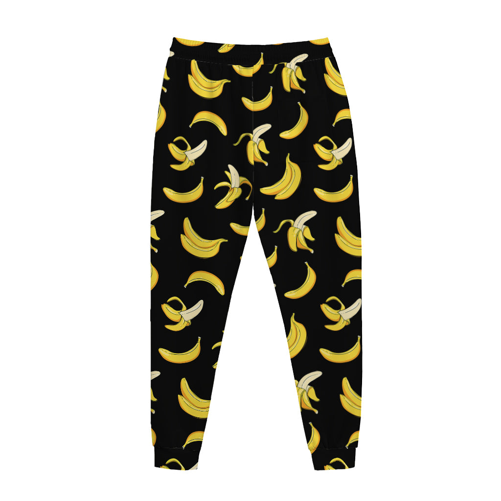 Black Cartoon Banana Pattern Print Jogger Pants