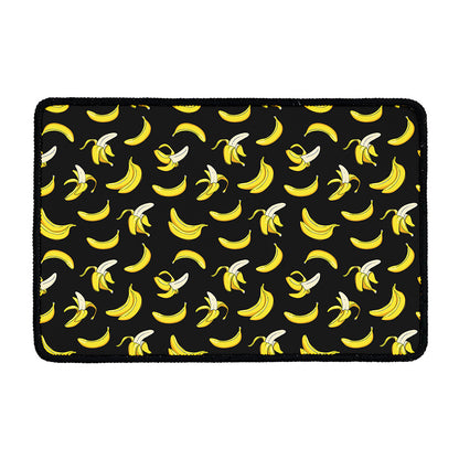 Black Cartoon Banana Pattern Print Kitchen Mat