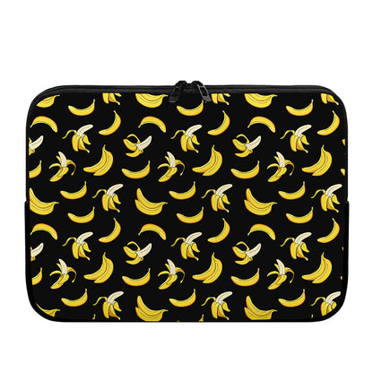 Black Cartoon Banana Pattern Print Laptop Sleeve