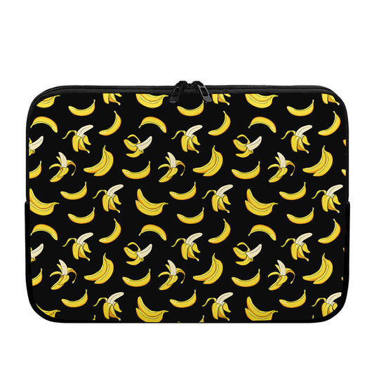 Black Cartoon Banana Pattern Print Laptop Sleeve