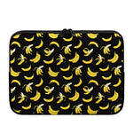 Black Cartoon Banana Pattern Print Laptop Sleeve