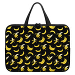 Black Cartoon Banana Pattern Print Laptop Sleeve With Handle