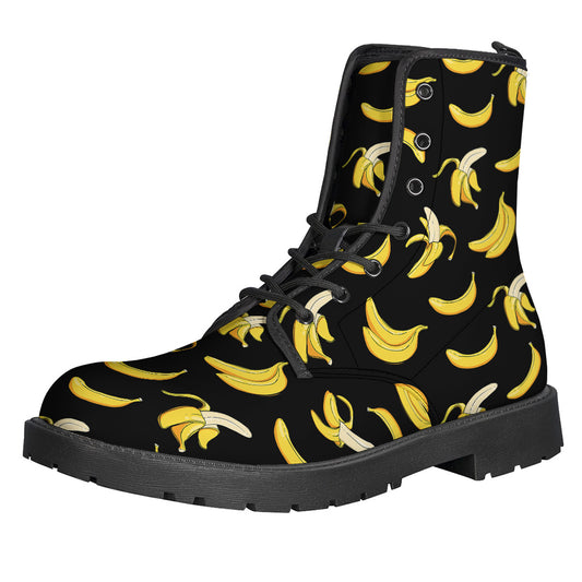 Black Cartoon Banana Pattern Print Backpack