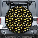 Black Cartoon Banana Pattern Print Leather Spare Tire Cover