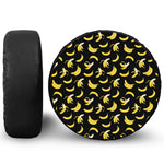 Black Cartoon Banana Pattern Print Leather Spare Tire Cover