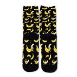 Black Cartoon Banana Pattern Print Long Socks