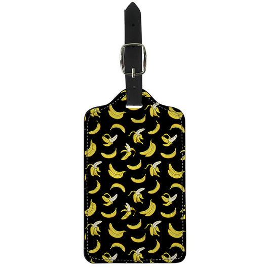 Black Cartoon Banana Pattern Print Luggage Tag