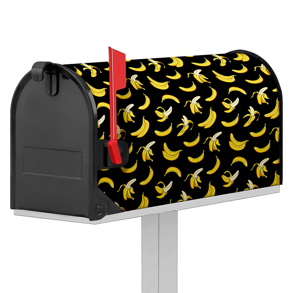 Black Cartoon Banana Pattern Print Mailbox Cover