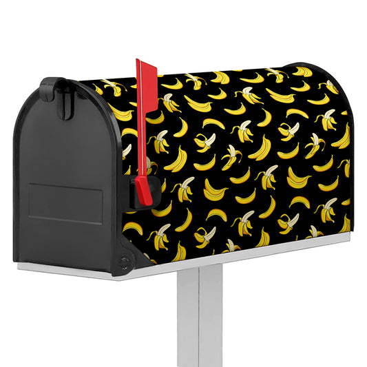 Black Cartoon Banana Pattern Print Mailbox Cover
