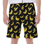 Black Cartoon Banana Pattern Print Men's Beach Shorts