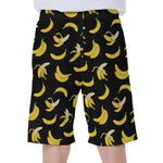 Black Cartoon Banana Pattern Print Men's Beach Shorts