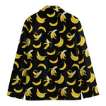 Black Cartoon Banana Pattern Print Men's Blazer