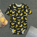 Black Cartoon Banana Pattern Print Men's Bodysuit
