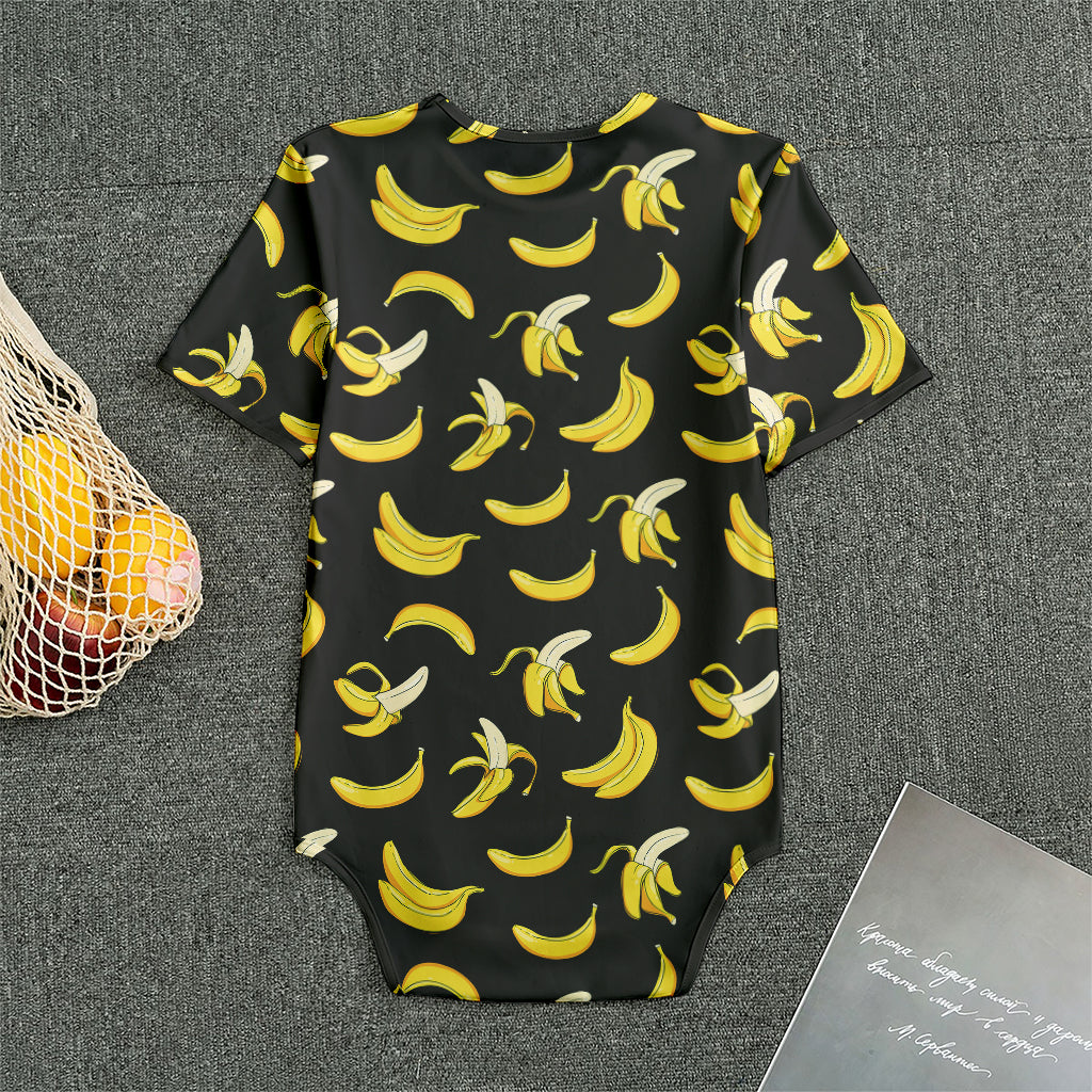 Black Cartoon Banana Pattern Print Men's Bodysuit