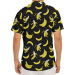 Black Cartoon Banana Pattern Print Men's Deep V-Neck Shirt