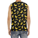 Black Cartoon Banana Pattern Print Men's Fitness Tank Top