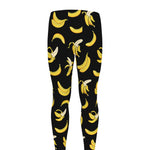 Black Cartoon Banana Pattern Print Men's leggings