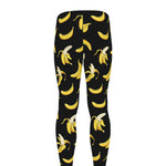Black Cartoon Banana Pattern Print Men's leggings