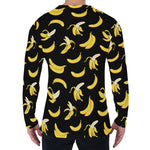 Black Cartoon Banana Pattern Print Men's Long Sleeve T-Shirt