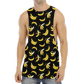 Black Cartoon Banana Pattern Print Men's Muscle Tank Top