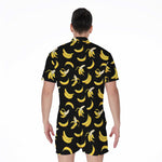 Black Cartoon Banana Pattern Print Men's Rompers