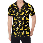 Black Cartoon Banana Pattern Print Men's Shirt